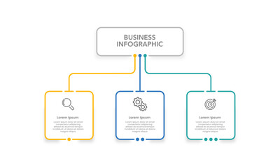 3 Options infographic line square elements for your business. Business presentation, Organization, workflow and strategy. Vector illustration.