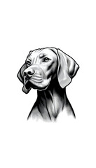 ハンガリーのハンガリアン・ビズラのモノトーン画像。知的でエネルギッシュ、狩猟犬として優れる。