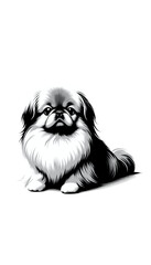 中国のピーキニーズのモノトーン画像。小型で愛らしいが、独立心が強い。