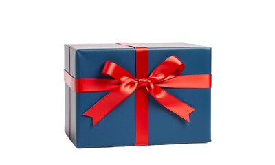 blue Gift box with red ribbon isolated isolated on transparent  background