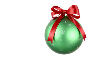 Christmas ball with ribbon and a bow isolated on transparent background