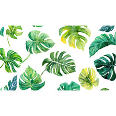 Seamless Pattern of Vibrant Green Monstera Leaves for Tropical and Botanical Decor Inspiration