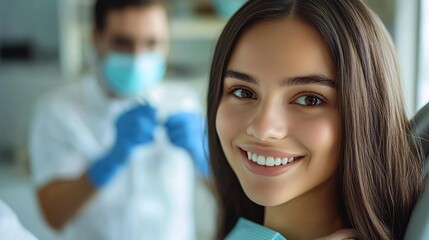 Fototapeta premium Dentist appointment in a modern dental clinic for routine examination and care