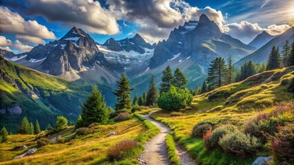 Fototapeta premium hiking and trail running in the mountains.