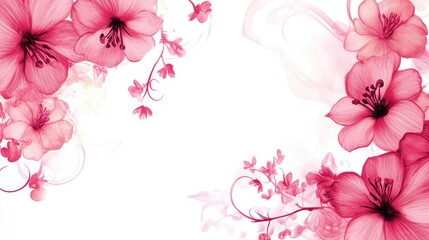 A bright pink floral border design with detailed blossoms and flowing vines, creating a cheerful and feminine decorative frame.