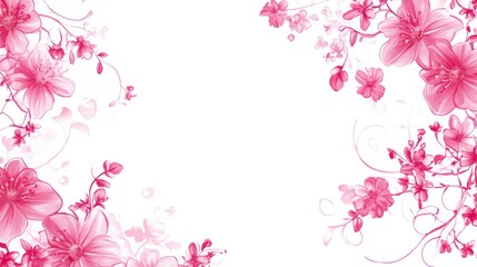 A bright pink floral border design with detailed blossoms and flowing vines, creating a cheerful and feminine decorative frame.