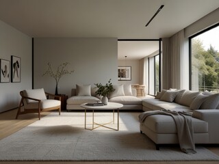 Modern Living Room with Sectional Sofa and Coffee Table