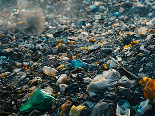 Dump of various types of garbage, environmental pollution. Neural network AI generated art