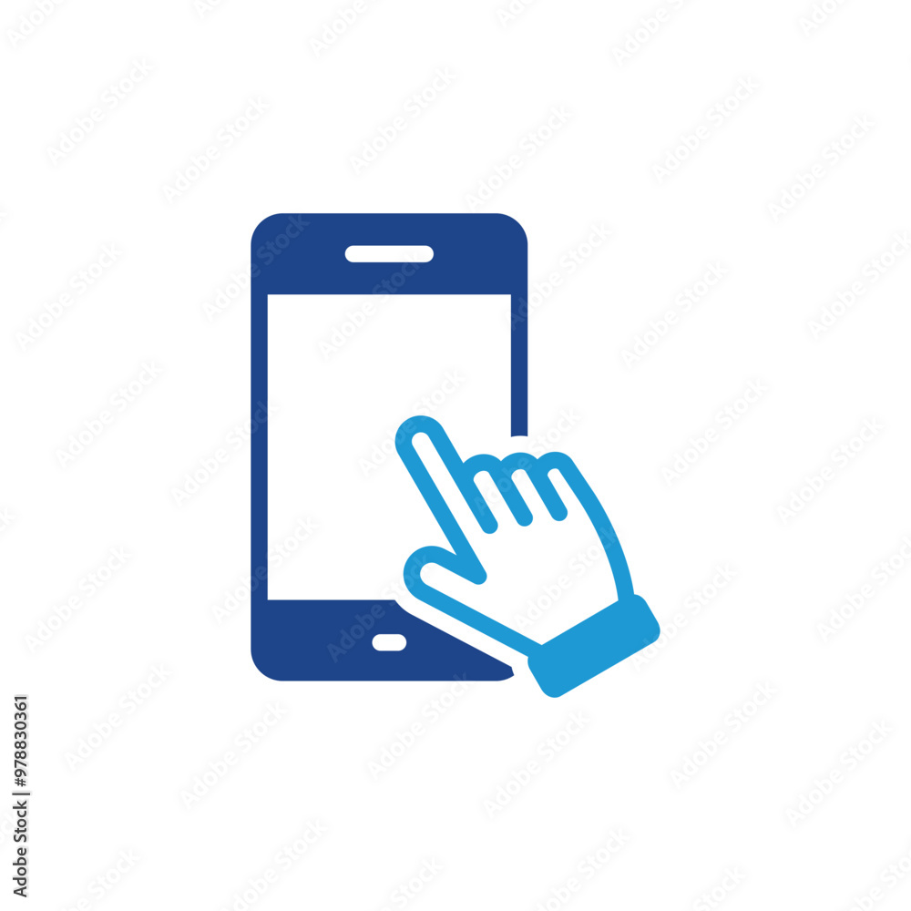 Poster hand touch screen smartphone icon vector