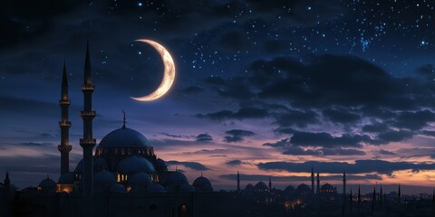 Obraz premium crescent moon over a mosque 