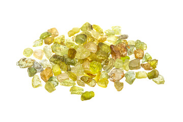 Natural rough Chrysoberyl gemstone on white background