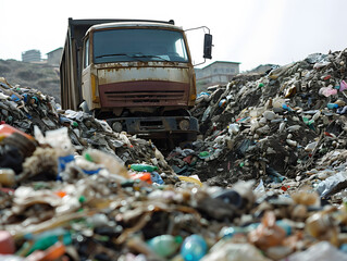 Dump of various types of garbage, environmental pollution. Neural network AI generated art