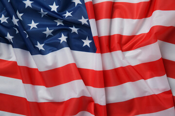 Flag of USA as background, top view
