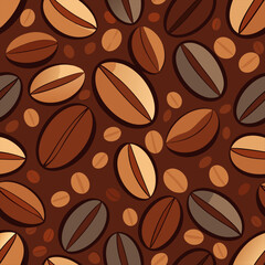 Obraz premium Hot coffee drink abstract geometric pattern. Geometrical shape composition, retro vector background or corporate identity abstract pattern with coffee bean, leaf, turkish jezve, takeaway paper cup