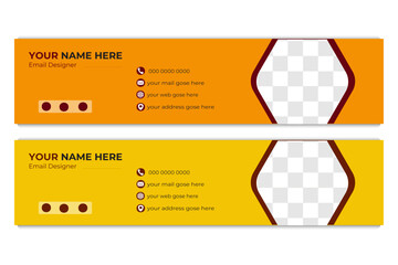 Email signature template or email footer and personal social media cover design, Email signature design for corporate company with creative shape vector template.