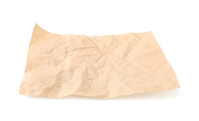 Crumpled kraft paper sheet isolated on white
