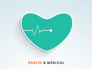 World health day poster and sticker design with heart and heartbeat Vector Illustration.
