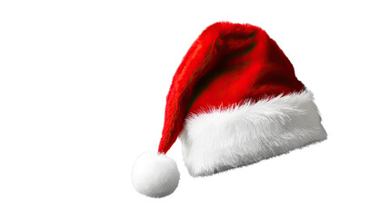 A red Santa Claus hat with white fur isolated on a white background