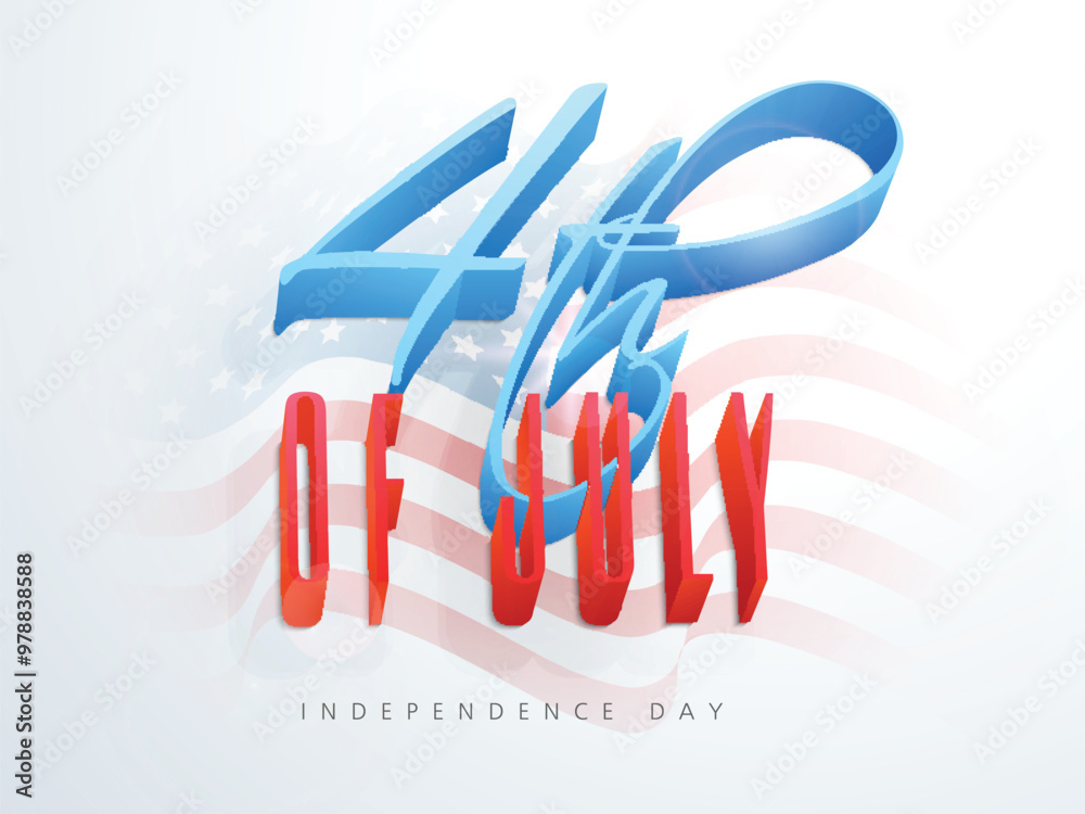 Canvas Prints 3D glossy text for American Independence Day.