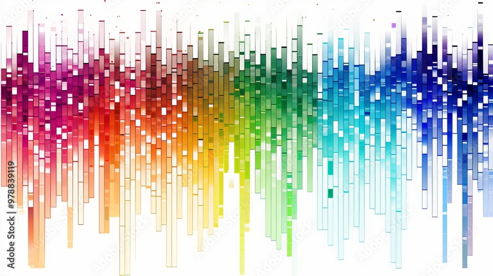 Poster colorful abstract representation of sound waves in a gradient pattern during daylight