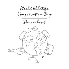 line art of World Wildlife Conservation Day good for World Wildlife Conservation Day celebrate. line art.