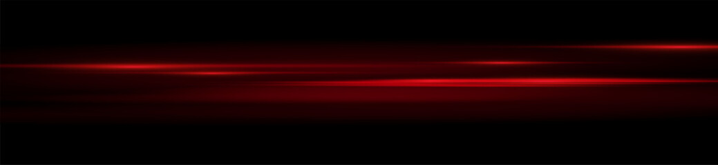 Fototapeta premium Moving fast blue laser light beams isolated on black background. Abstract light effect. Green lens flare. Horizontal rays glowing in the dark. Vector