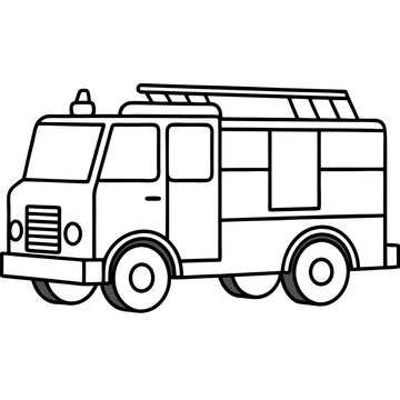 recommend clip art: fire truck outline coloring book page line art drawing