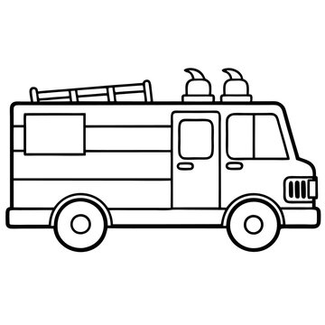 recommend clip art: fire truck outline coloring book page line art drawing