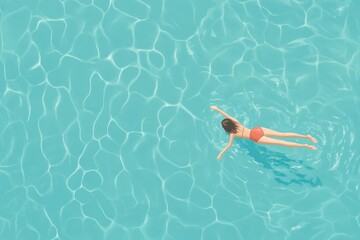 Athletic woman swimming laps in a pool, goal-driven, focused on fitness progress. Beautiful simple AI generated image