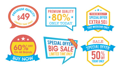 Sale Sticker, Label and Tag with Special Offer, Message Typography Vector Illustration.