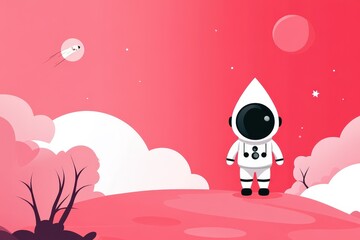Naklejka premium A 3D cartoon astronaut high-fiving a little alien, standing on a small planet. Beautiful simple AI generated image