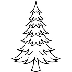 Obraz premium fir tree outline coloring book page line art drawing