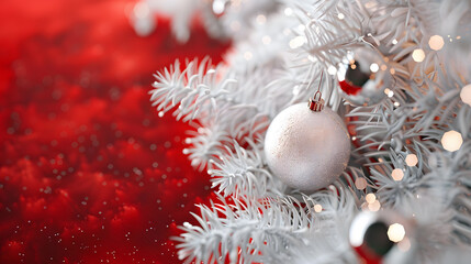 Beautiful festive Christmas interior with red and white flowers. AI Generated