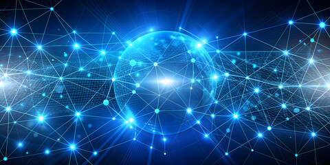 Fototapeta premium Futuristic blue technology integration with cyber network , artificial intelligence, integration, network