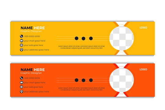 Email signature template or email footer and personal social media cover design, Email signature design for corporate company with creative shape vector template.