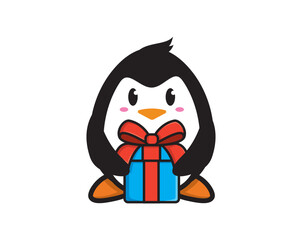 penguin mascot character design vector