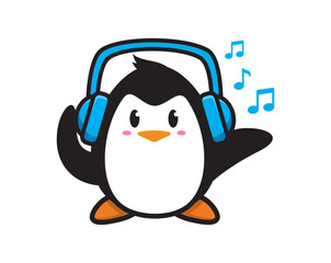 penguin mascot character design vector