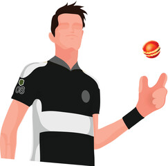 Faceless Cricket Bowler Player Character in Playing Pose.