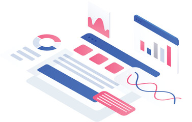 Multiple Infographic Website Screen for Big Data Concept.