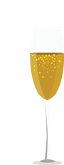 Champagne Glass Element in Golden and White Color.