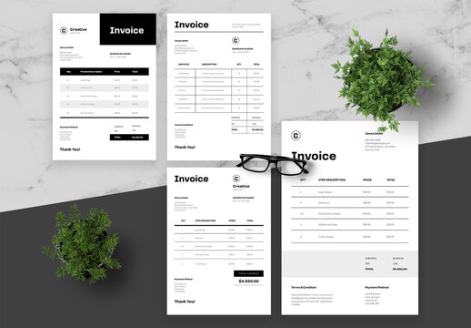 Black And White Business Invoice