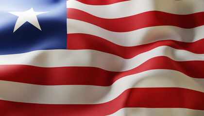 Flag of Liberia. Close-Up. 3d-rendering