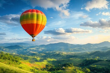 Naklejka premium Hot Air Balloon Over Scenic Landscape