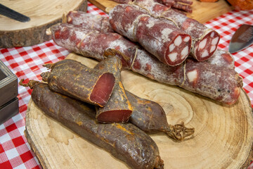 A delicious display of cold meats including Salami and chorizos