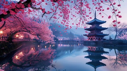 Obraz premium Japanese cherry blossom wallpaper