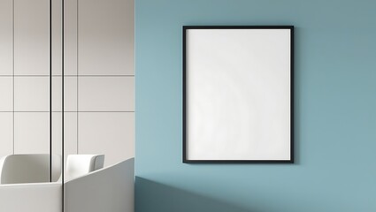 An office interior with a clear white wall for mockups