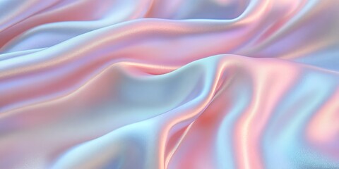 Obraz premium Soft Focused Close-up of Luxurious Iridescent and Silky Fabric in Pastel Pink and Blue Colors