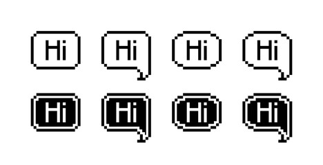 Hi pixel message set icons. Silhouette style. Vector icons. © Coosh448