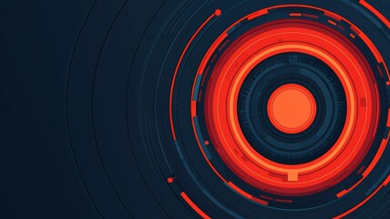 An abstract design featuring vivid red and black circular patterns