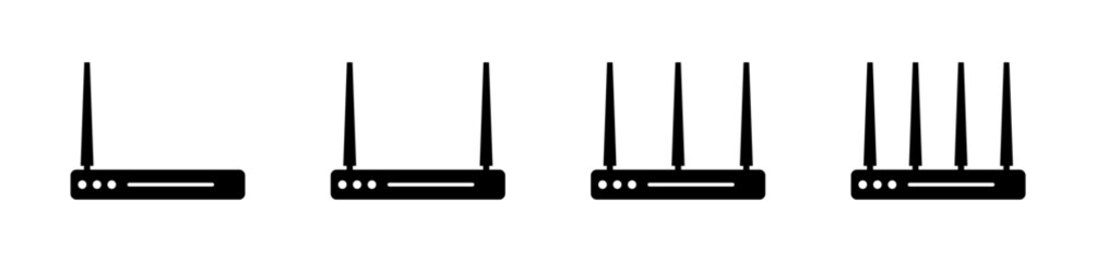 Wi-Fi router set icons. Silhouette style. Vector icons.